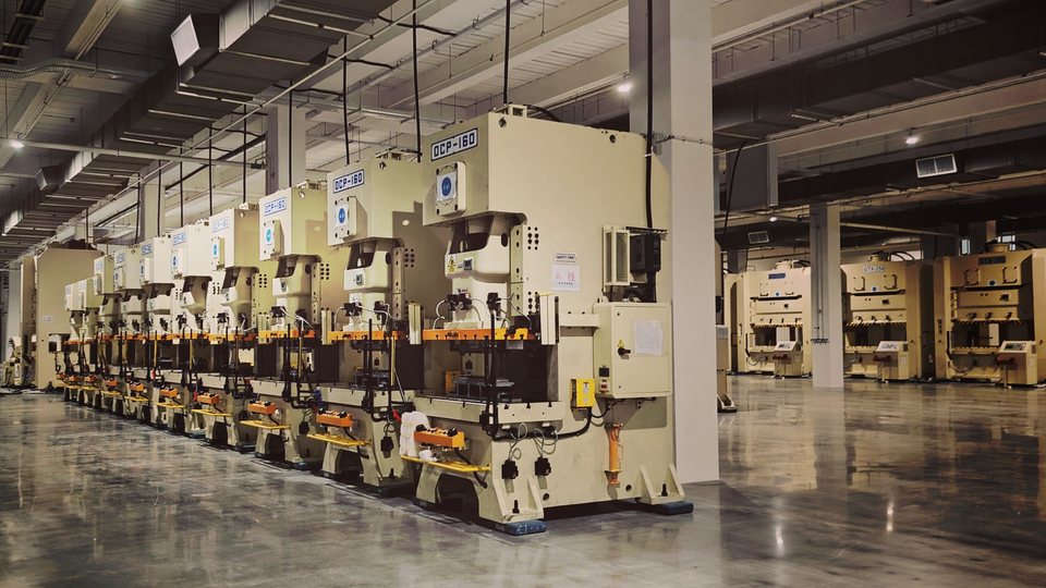 Industrial manufacturing floor with production machinery